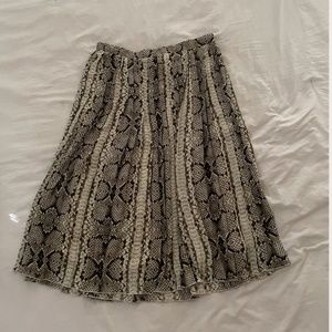 Snake Print Modern Boho Chic Party Casual Classy Hip Serpent Pleated Midi Skirt
